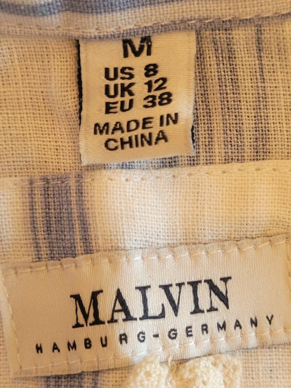MALVIN Hamburg Germany Blue White Striped Linen Ramie Sleeveless Dress US 8 - Picture 4 of 5